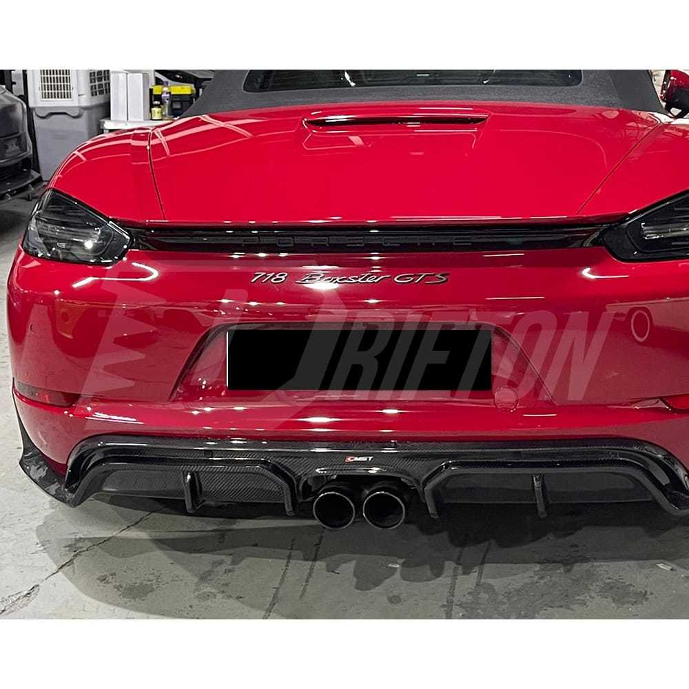 CMST Style Carbon Fiber Rear Diffuser For Porsche 718 Cayman Boxster 2016-2025