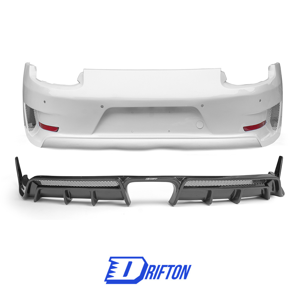 GT3RS Style FRP Rear Bumper With Dry Carbon Fiber Rear Diffuser For Porsche 911 Carrera 991 991.2 2016-2018