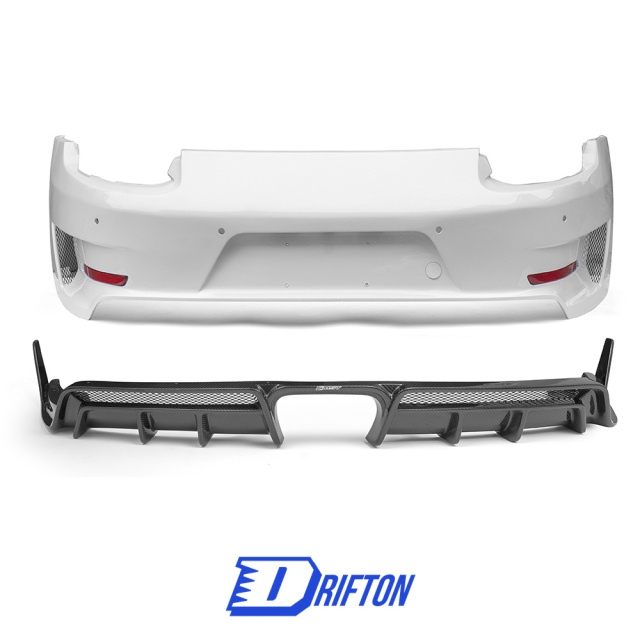 GT3RS Style FRP Rear Bumper With Dry Carbon Fiber Rear Diffuser For Porsche 911 Carrera 991 991.2 2016-2018
