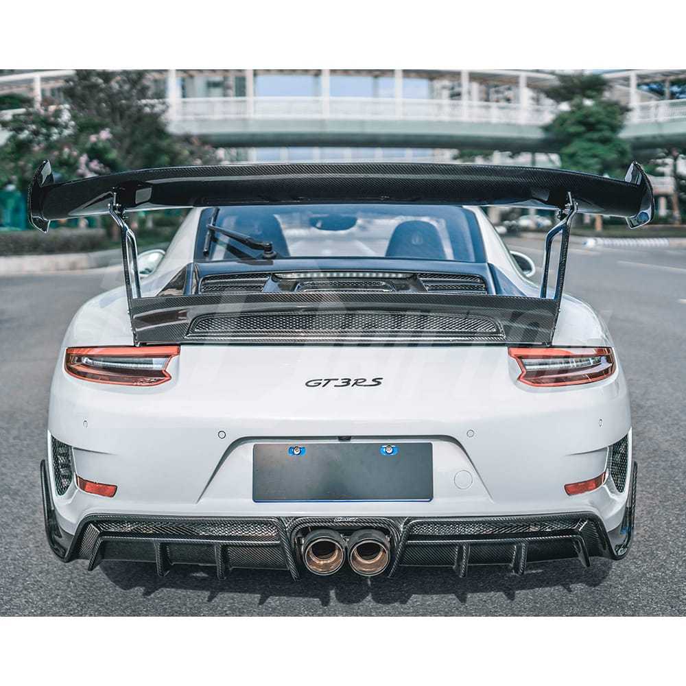 GT3RS Style Dry Carbon Fiber Rear Spoiler GT Wing With Engine Trunk Lid For Porsche 911 Carrera 991 991.2 2016-2018