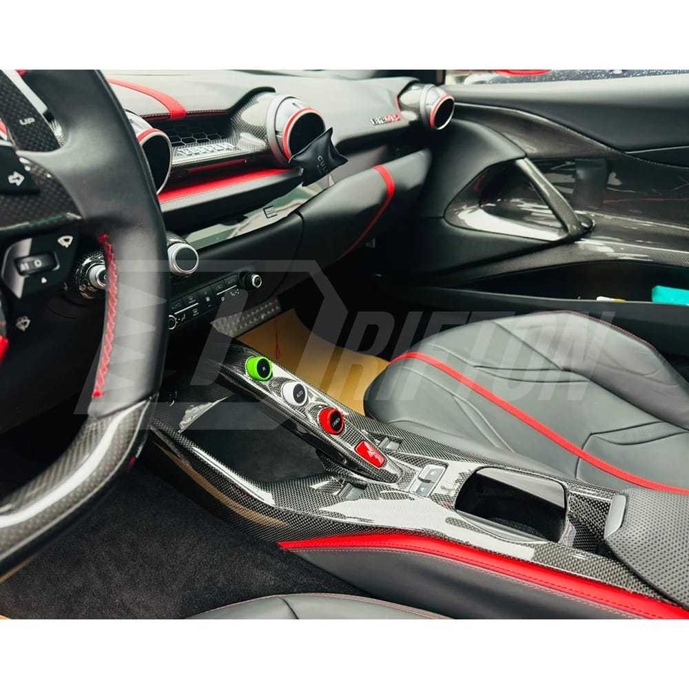 Dry Carbon Fiber Interiors Kits Center Console Base Panel Replacement For Ferrari 812 Superfast GTS 2017-2023