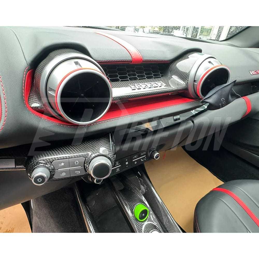 Dry Carbon Fiber Interiors Kits LHS & RHS Control Panel Replacement For Ferrari 812 Superfast GTS 2017-2023 LHD