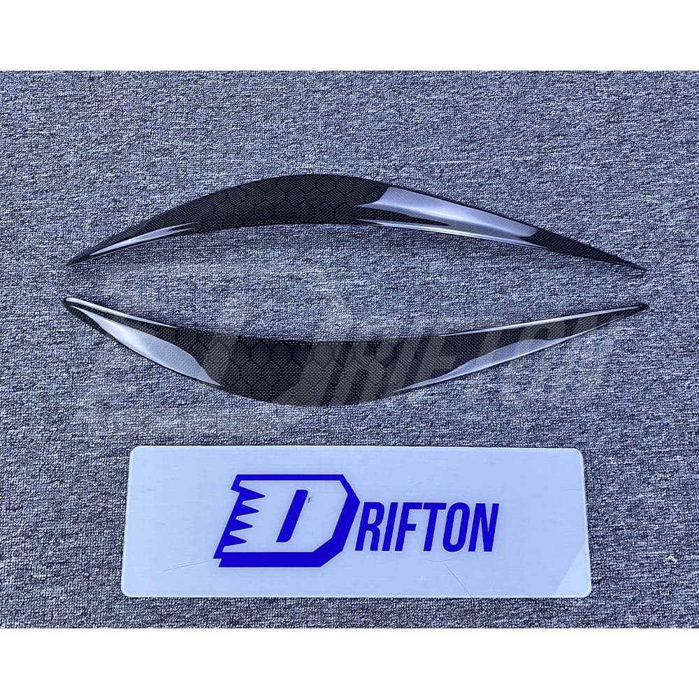 Honeycomb Weave Dry Carbon Fiber Lamp Eyebrow Lid Cover For INFINITI Q50 2013-2024