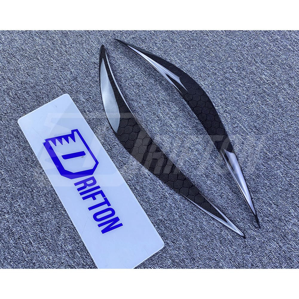 Honeycomb Weave Dry Carbon Fiber Lamp Eyebrow Lid Cover For INFINITI Q50 2013-2024