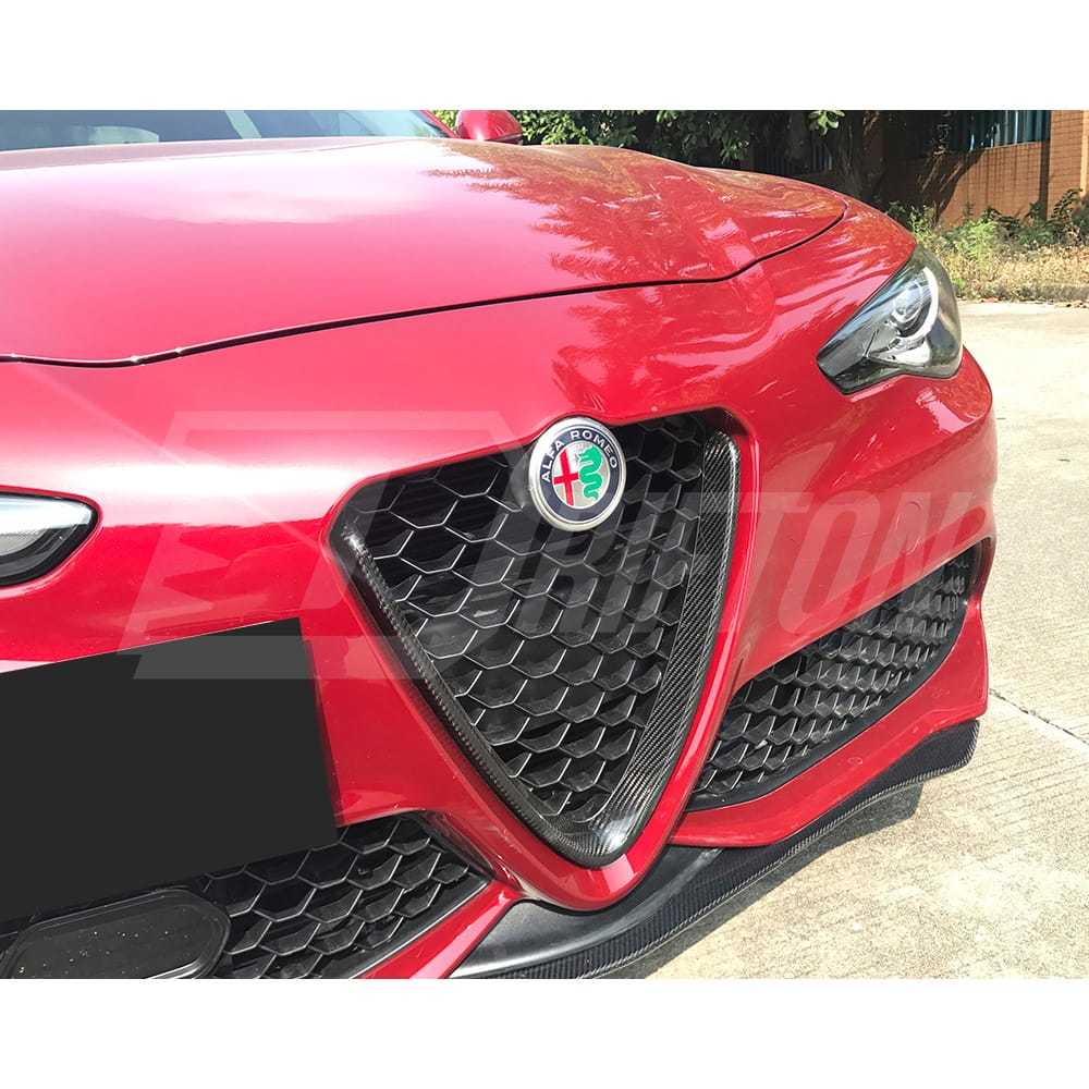Dry Carbon Fiber Front Grille Cover For Alfa Romeo Giulia 2016-2023