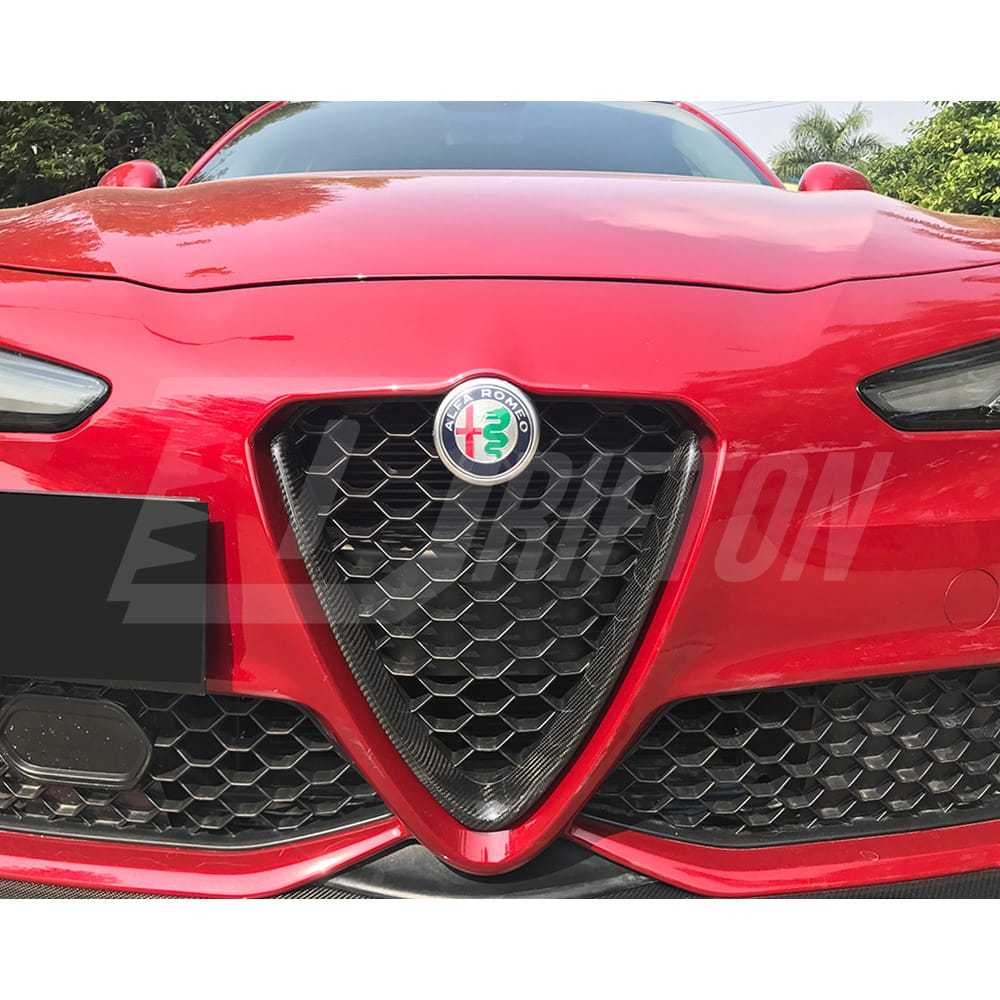Dry Carbon Fiber Front Grille Cover For Alfa Romeo Giulia 2016-2023