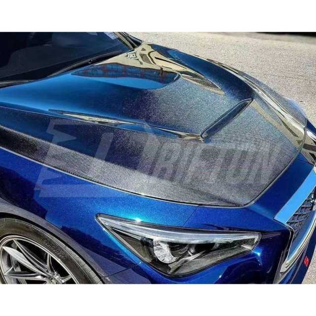 GTS Style Honeycomb Carbon Fiber Hood Bonnet For INFINITI Q50 2013-2024