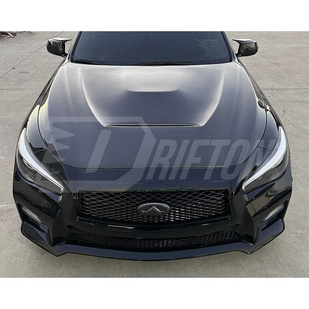 GTS Style Honeycomb Carbon Fiber Hood Bonnet For INFINITI Q50 2013-2024