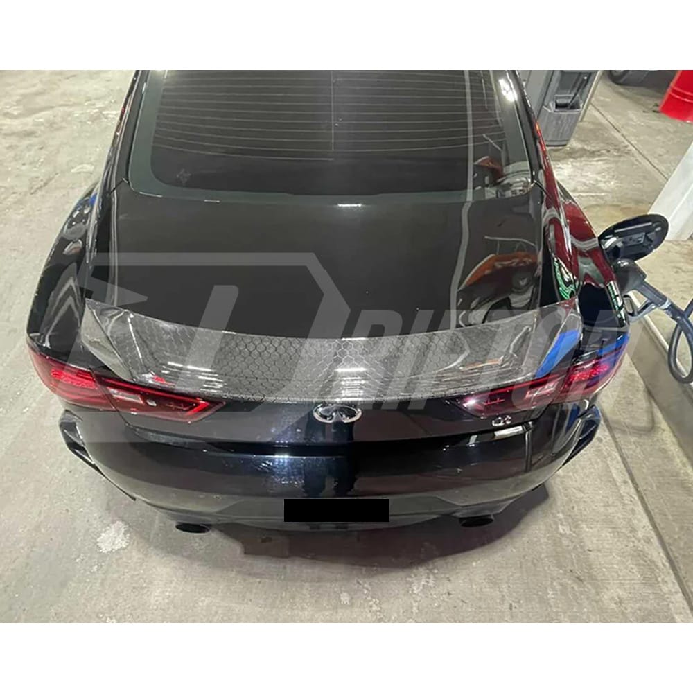 DuckTail Style Carbon Fiber Rear Spoiler Trunk Wing For INFINITI Q60 2016-2022