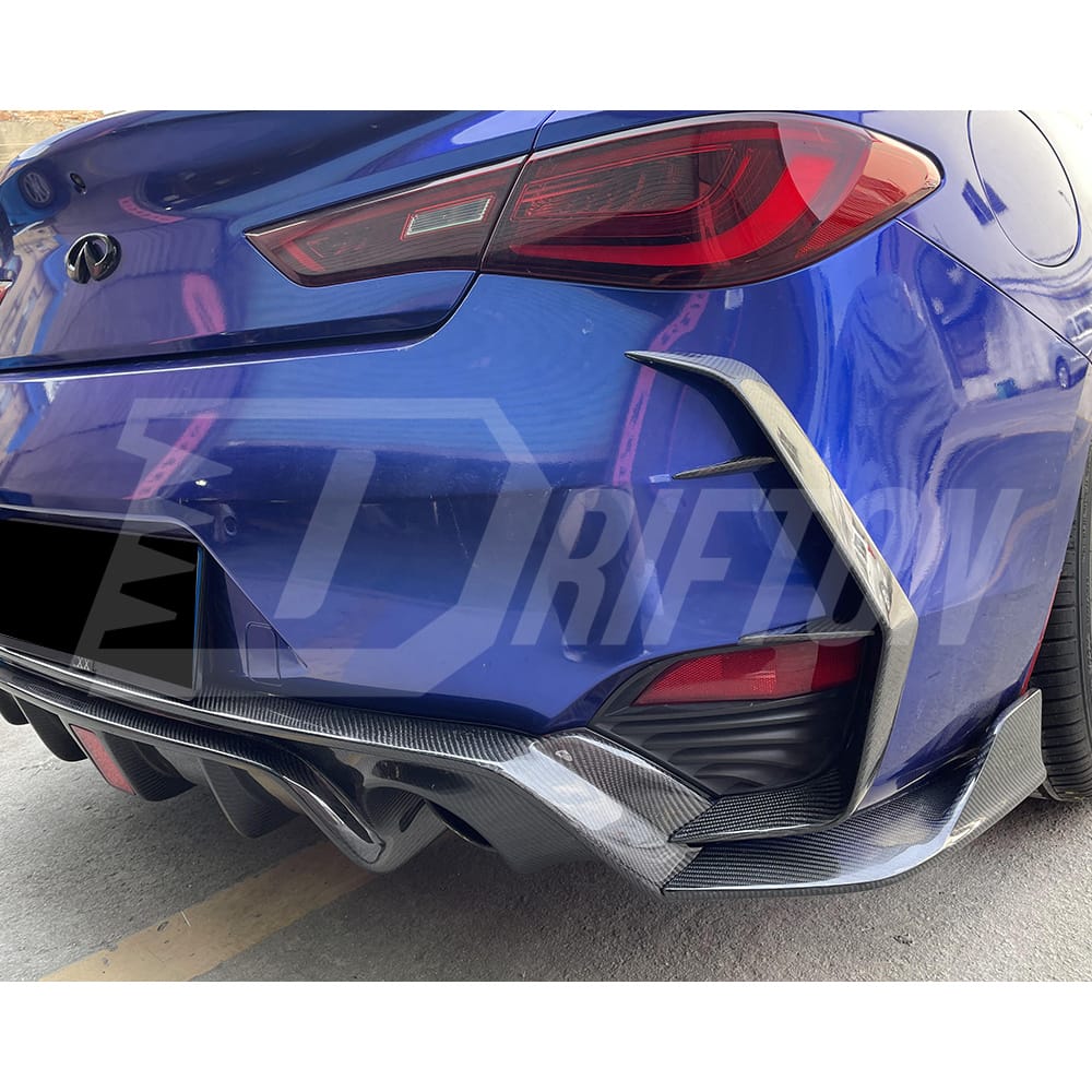LED Brake Light Style Carbon Fiber Rear Diffuser For INFINITI Q60 2016-2022