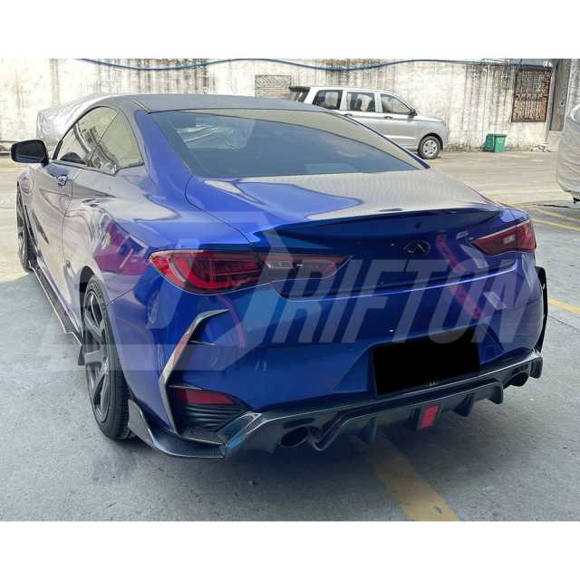 LED Brake Light Style Carbon Fiber Rear Diffuser For INFINITI Q60 2016-2022
