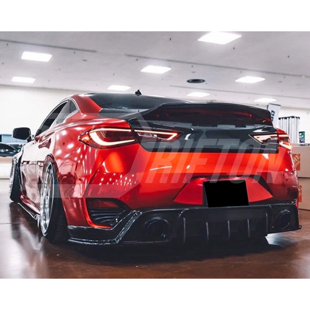 High Kick Style Carbon Fiber Rear Trunk Boot Lid For Infiniti Q60 2016-2022