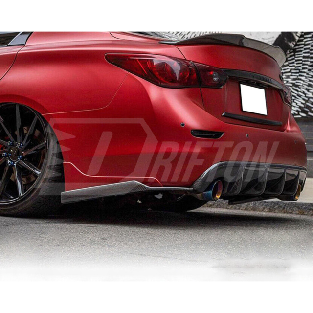 Honeycomb Weave Carbon Fiber Rear Bumper Side Splitter For INFINITI Q50 2013-2024