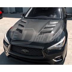 AMS Style Carbon Fiber Hood Bonnet For INFINITI Q50 2013-2024