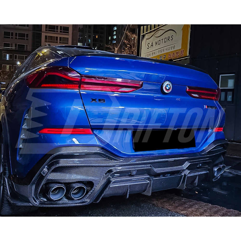 Paktechz Style Dry Carbon Fiber Rear Diffuser With Splitter For BMW X6 G06 LCI M50I M60I 2024