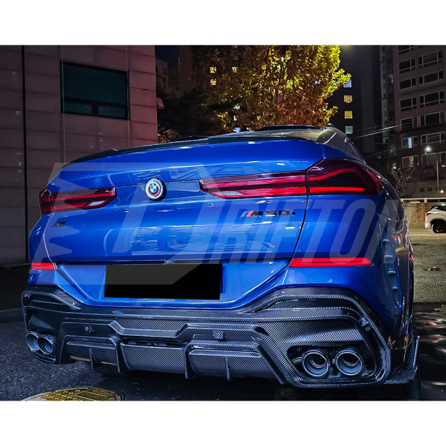 Paktechz Style Dry Carbon Fiber Rear Diffuser With Splitter For BMW X6 G06 LCI M50I M60I 2024