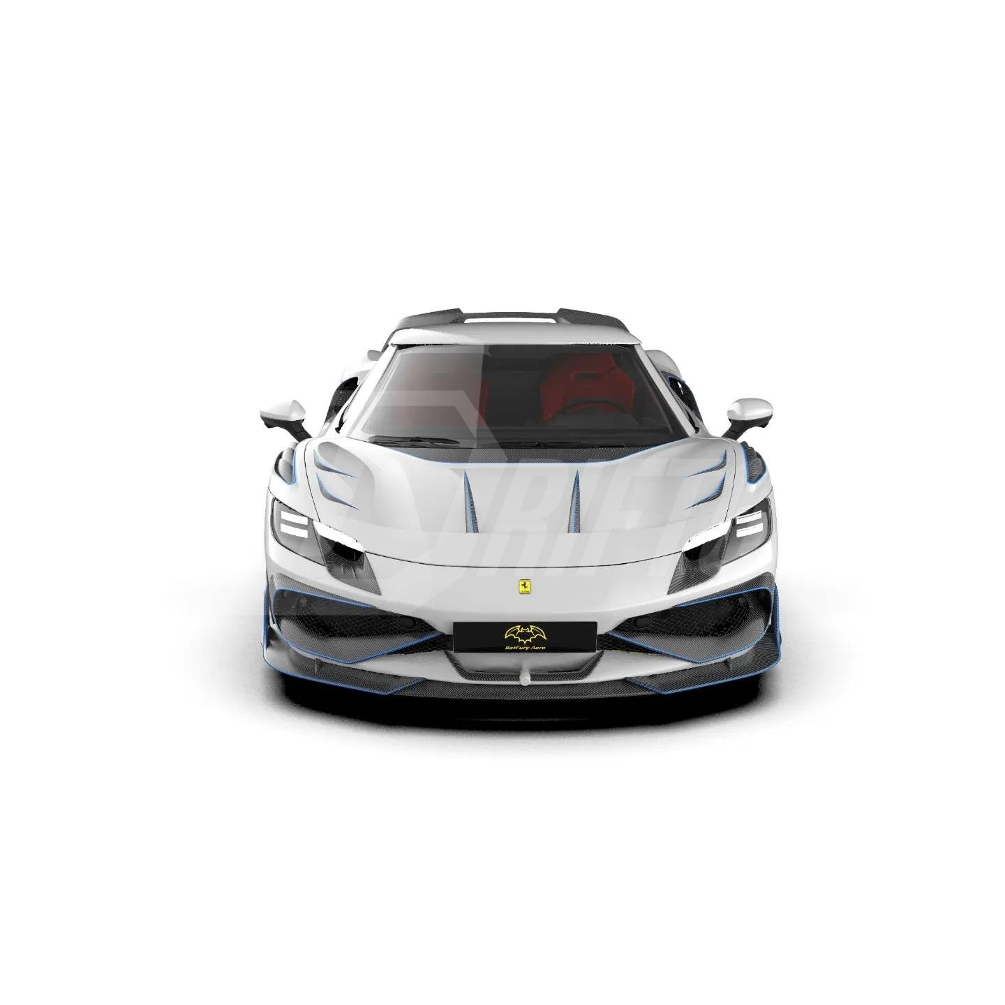 Batfury Style Partial Exposed Dry Carbon Fiber Front Fenders For Ferrari 296 GTB & GTS 2021-2025
