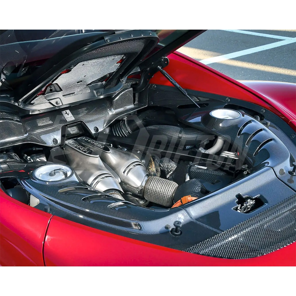 OEM Style Dry Carbon Fiber Rear Engine Bay Cover Set For Ferrari 296 GTB 2021-2025