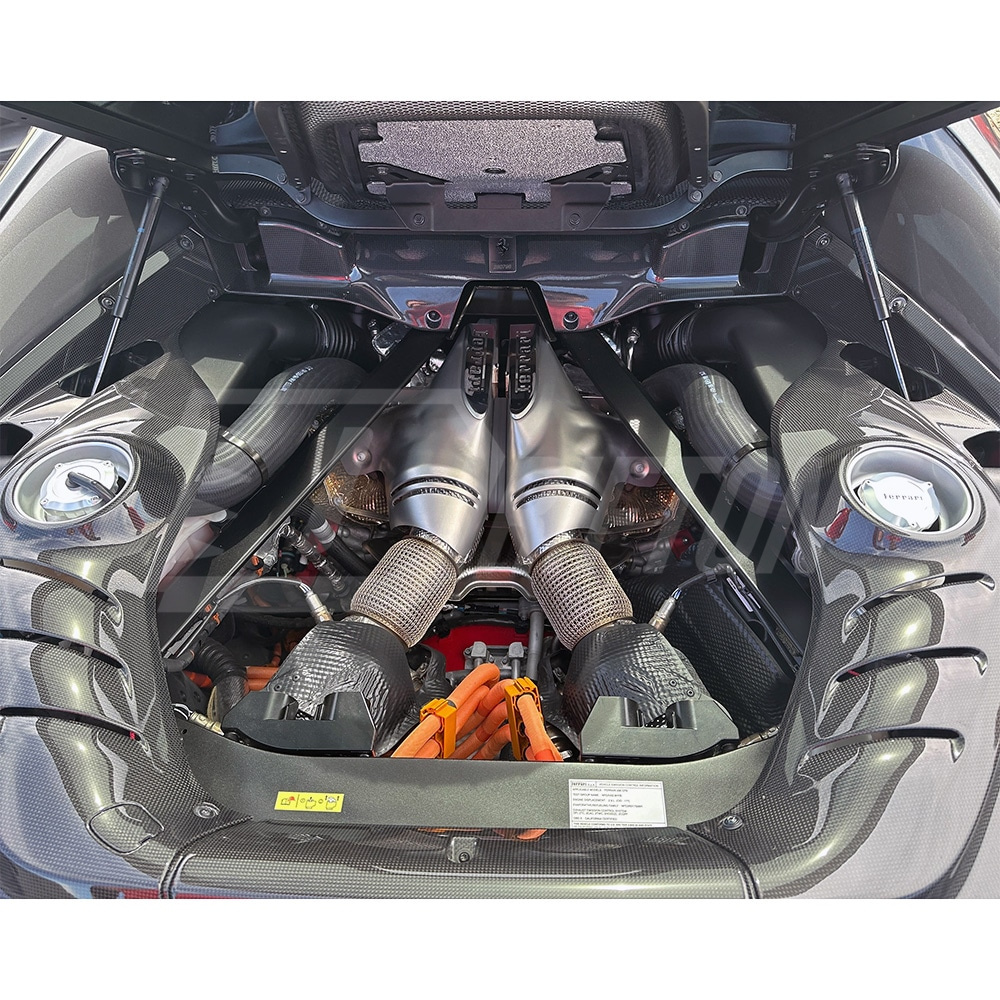 OEM Style Dry Carbon Fiber Rear Engine Bay Cover Set For Ferrari 296 GTB 2021-2025