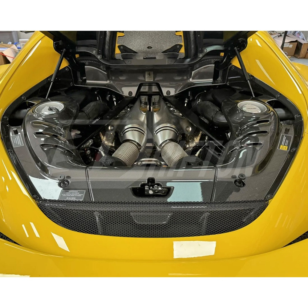 OEM Style Dry Carbon Fiber Rear Engine Bay Cover Set For Ferrari 296 GTB 2021-2025