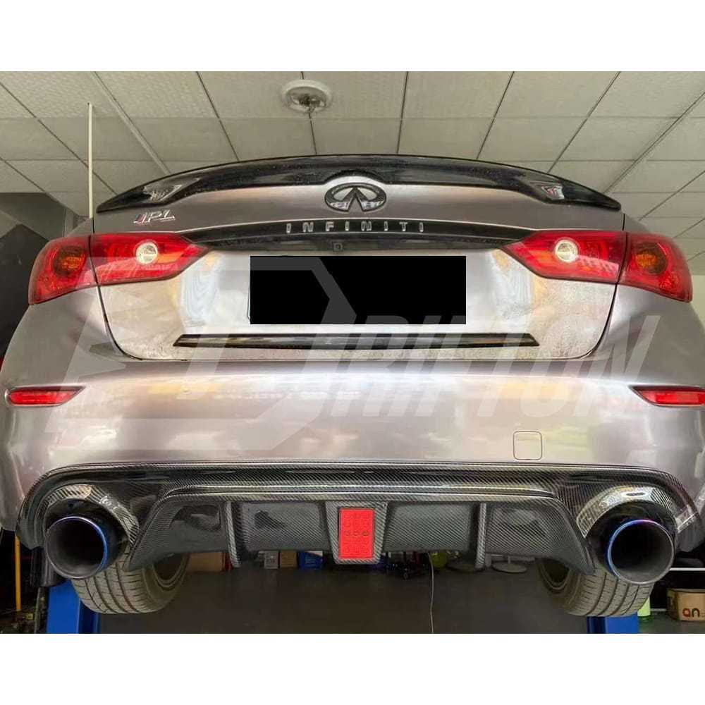 Carbon Fiber LED Brake Light Rear Diffuser For INFINITI Q50 2013-2024