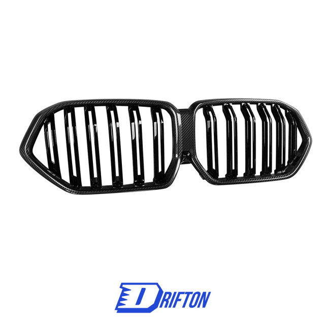 Double Slat Style Dry Carbon Fiber Front Bumper Grille For BMW F96 X6M 2019-2023