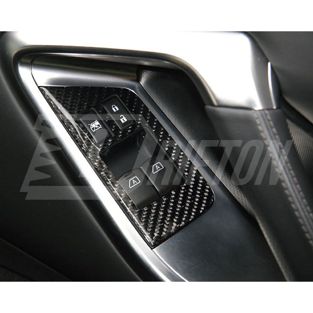 Dry Carbon Fiber Interiors Door Window Switch Lift Cover Trim For Nissan R35 GTR 2008-2016