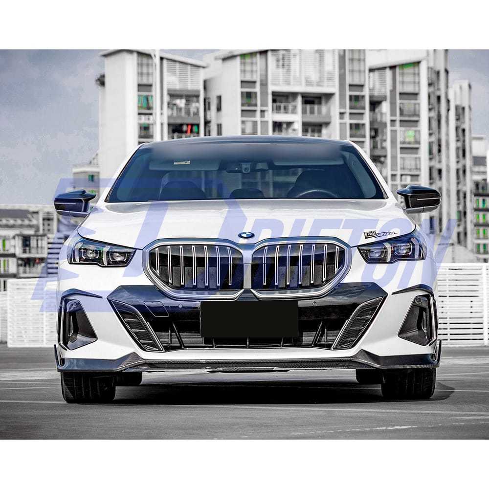 SQ Style Dry Carbon Fiber Front Bumper Side Canards For BMW 5 Series G60 2024-On