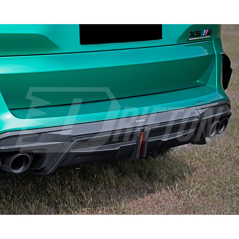 SQ Brake Lamp Style Dry Carbon Fiber Rear Diffuser For BMW X5M F95 2019-On