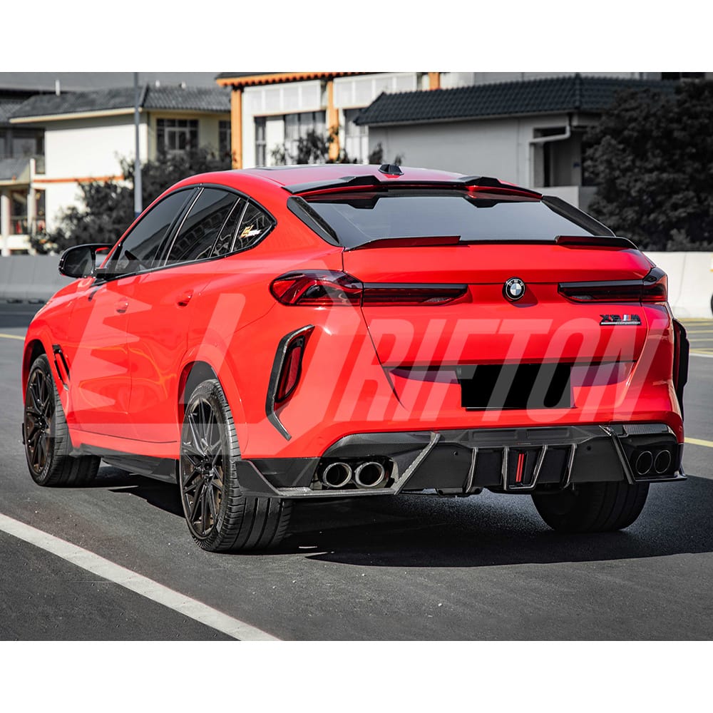 SQ Brake Light Style Dry Carbon Fiber Rear Diffuser For BMW X6M F96 2019-On