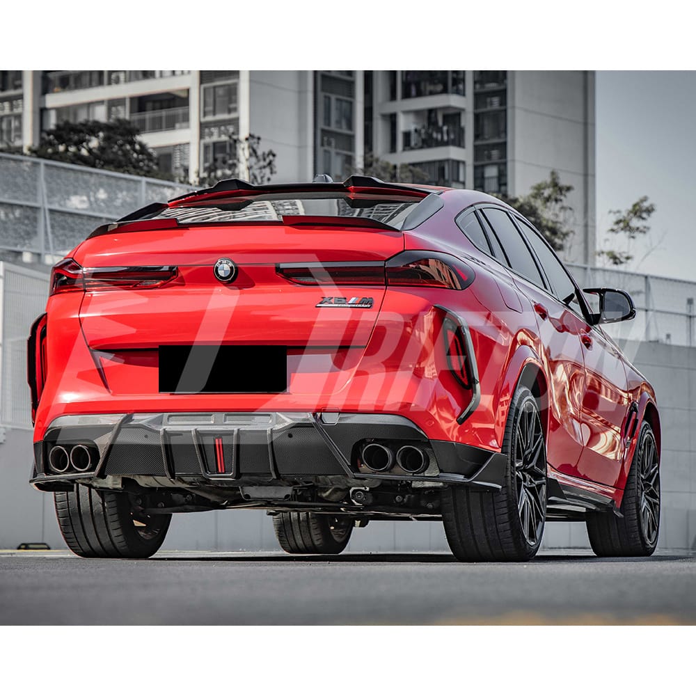 SQ Brake Light Style Dry Carbon Fiber Rear Diffuser For BMW X6M F96 2019-On