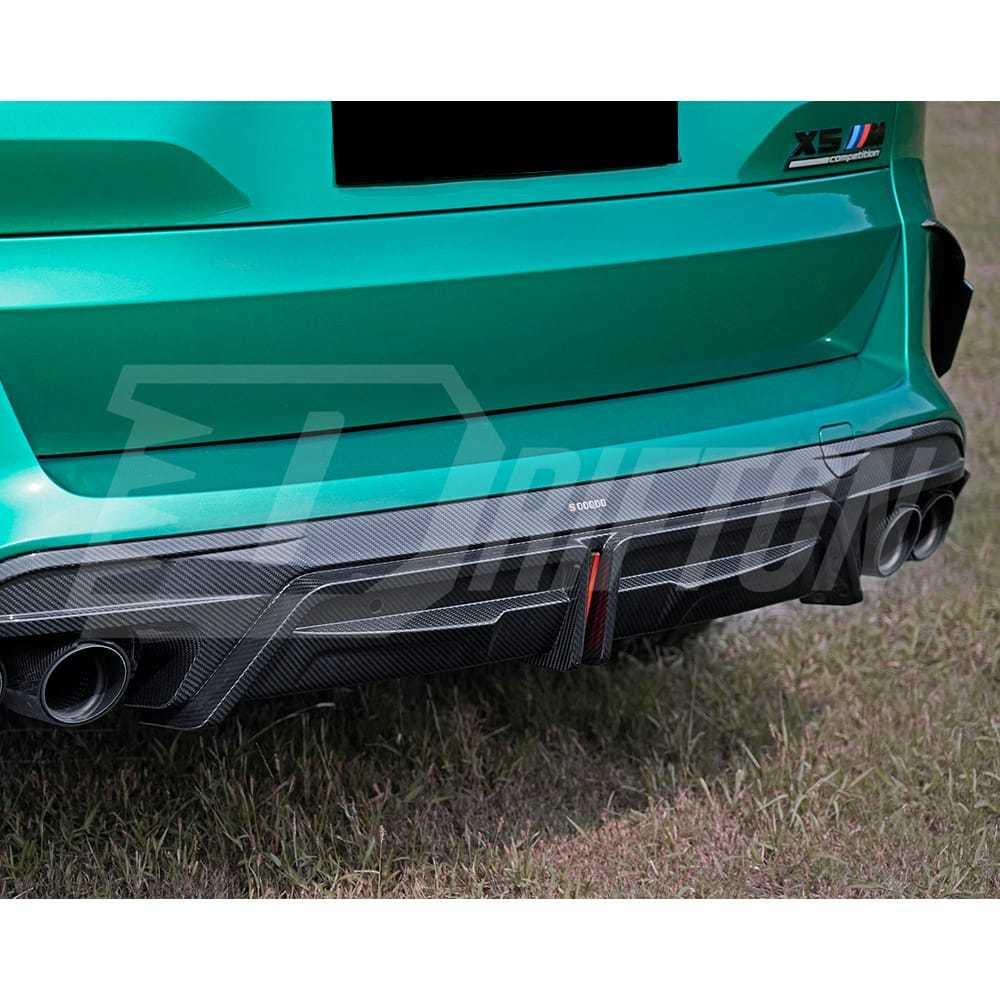 SQ Brake Lamp Style Dry Carbon Fiber Rear Diffuser For BMW X5M F95 2019-On