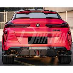 SQ Brake Light Style Dry Carbon Fiber Rear Diffuser For BMW X6M F96 2019-On
