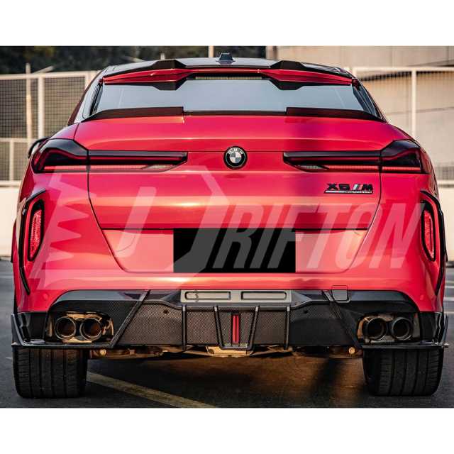 SQ Brake Light Style Dry Carbon Fiber Rear Diffuser For BMW X6M F96 2019-On