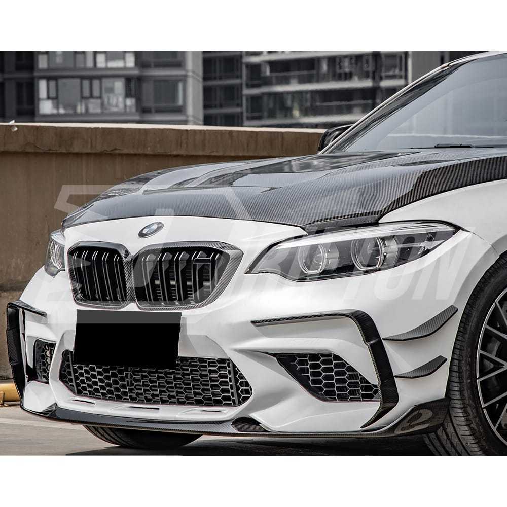SQ Style Dry Carbon Fiber Front Bumper Canards For BMW M2 M2C F87 2016-2019