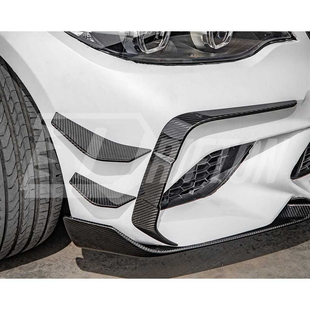 SQ Style Dry Carbon Fiber Front Bumper Canards For BMW M2 M2C F87 2016-2019