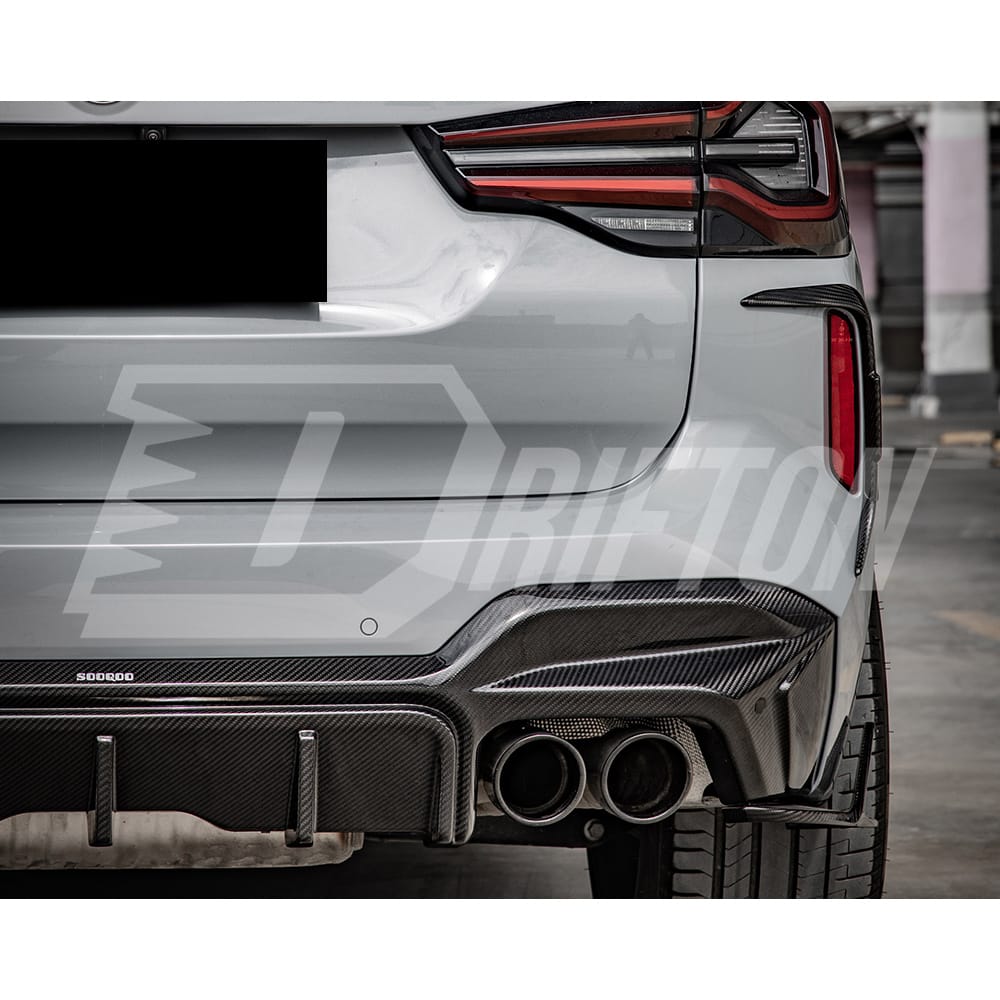 SQ Style Dry Carbon Fiber Rear Bumper Side Canards For BMW F97 X3M LCI 2022-2024