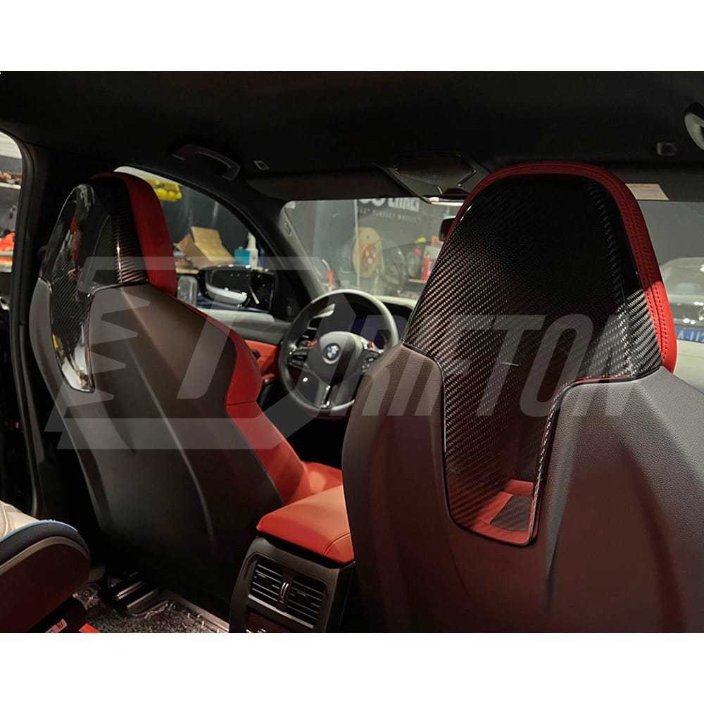 Dry Carbon Fiber Seat Back Headrest Trim For BMW F97 X3M F89 X4M LCI 2019-2024