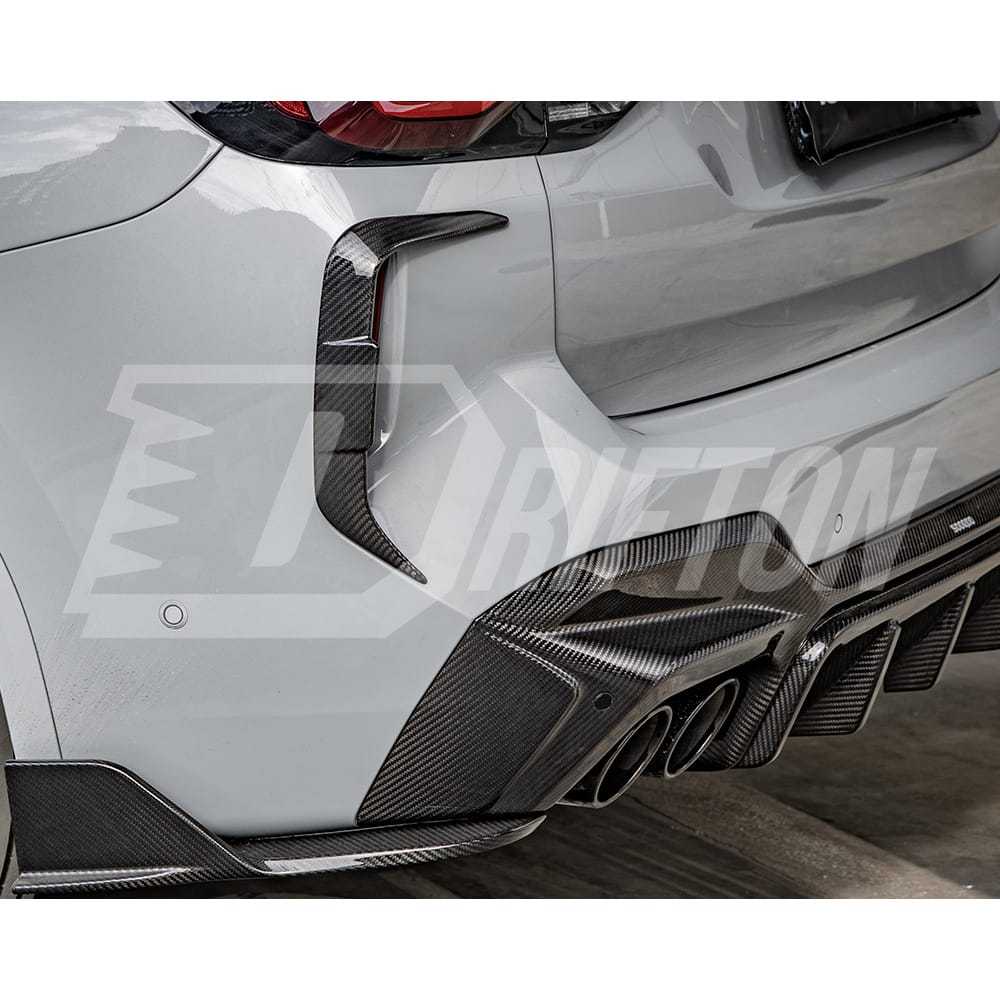 SQ Style Dry Carbon Fiber Rear Bumper Side Canards For BMW F97 X3M LCI 2022-2024