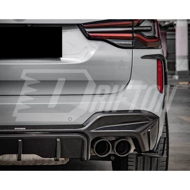 SQ Style Dry Carbon Fiber Rear Bumper Side Canards For BMW F97 X3M LCI 2022-2024