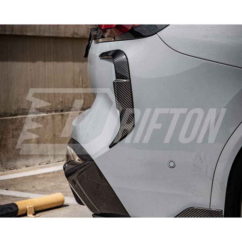 SQ Style Dry Carbon Fiber Rear Bumper Side Canards For BMW F97 X3M LCI 2022-2024