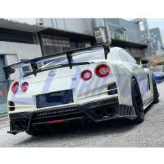Top Secret Style Partial Carbon Fiber Rear Bumper With Diffuser Fins For Nissan R35 GTR 2008-2023