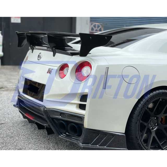 Top Secret Style Partial Carbon Fiber Rear Bumper With Diffuser Fins For Nissan R35 GTR 2008-2023