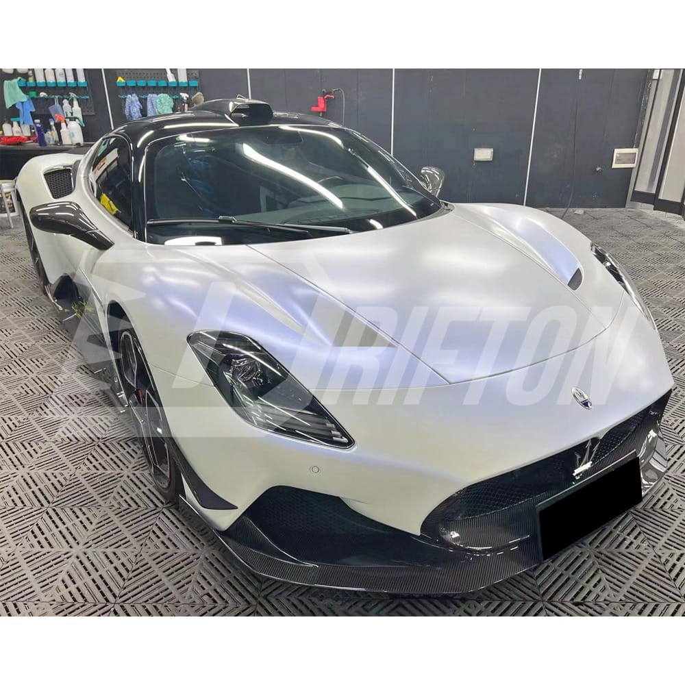 Aria Style Dry Carbon Fiber Front Bumper Canards For Maserati MC20
