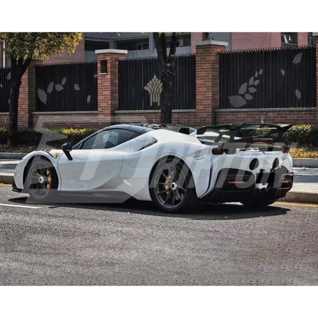 XX Style Dry Carbon Fiber GT Wing Rear Spoiler With Base Lid For Ferrari SF90