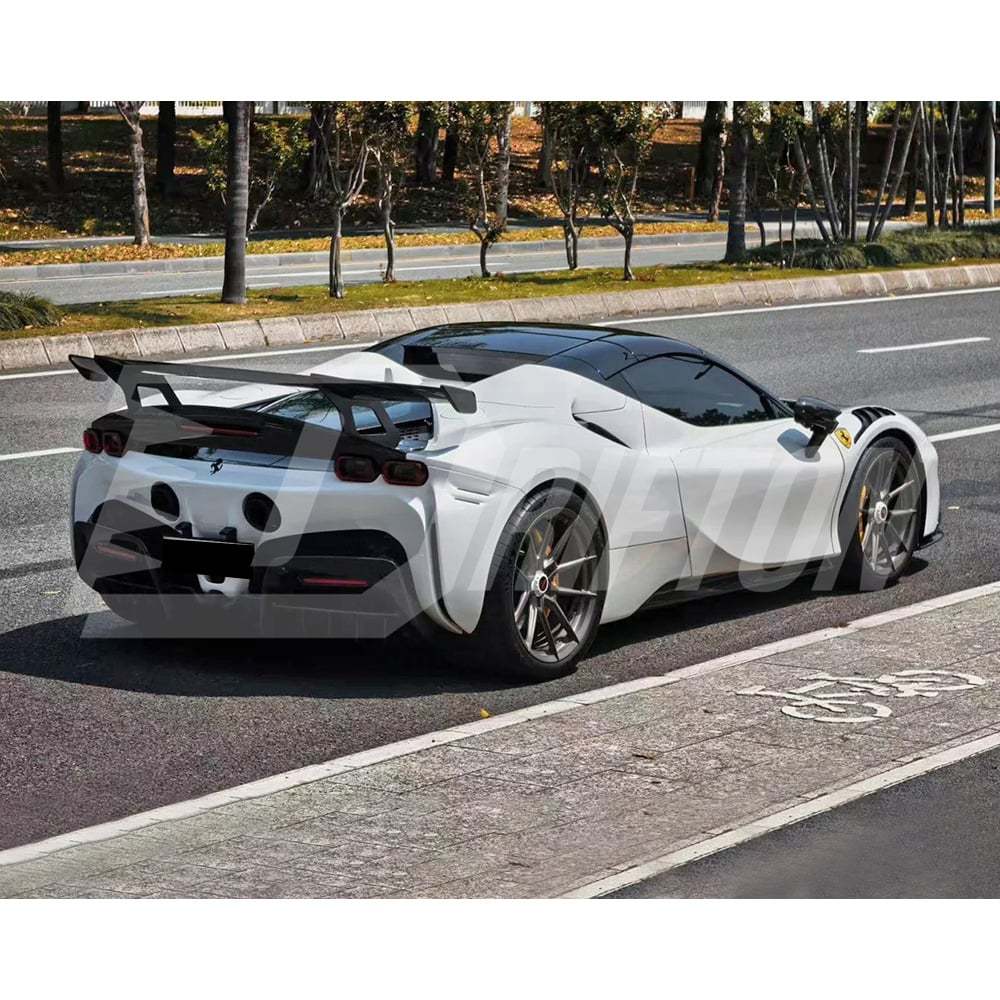 XX Style Dry Carbon Fiber GT Wing Rear Spoiler With Base Lid For Ferrari SF90