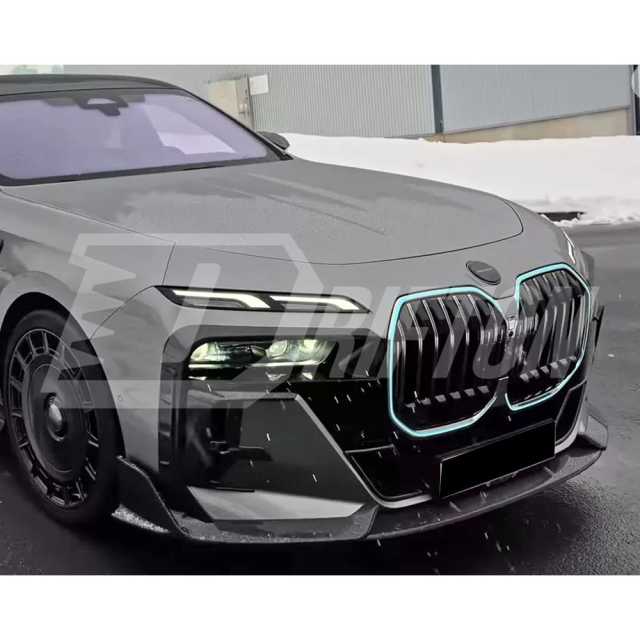 Mansory Style Dry Carbon Fiber Front Bumper Canards For BMW 7 Series G70 2023-ON
