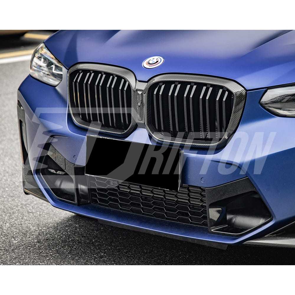 Dry Carbon Fiber Front Bumper Grille For BMW X3 G01 G08 X4 G02 LCI 2022-2024