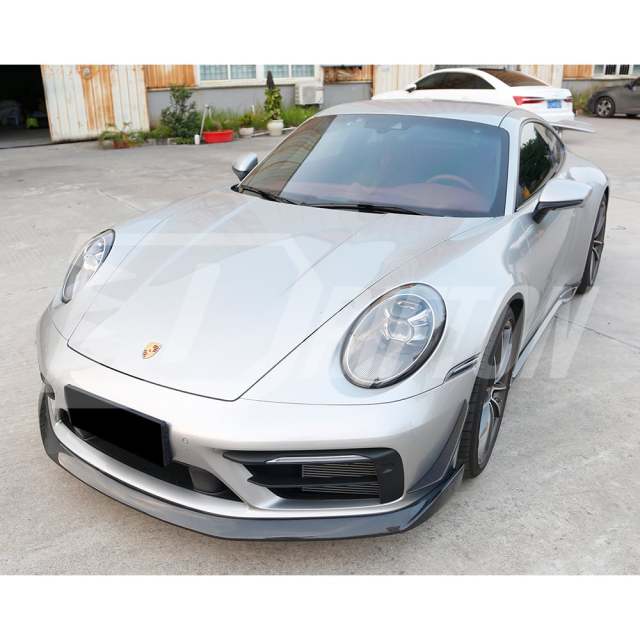 MIW Style Dry Carbon Fiber Front Bumper Canards For Porsche 911 992 Carrera S 2019-2023