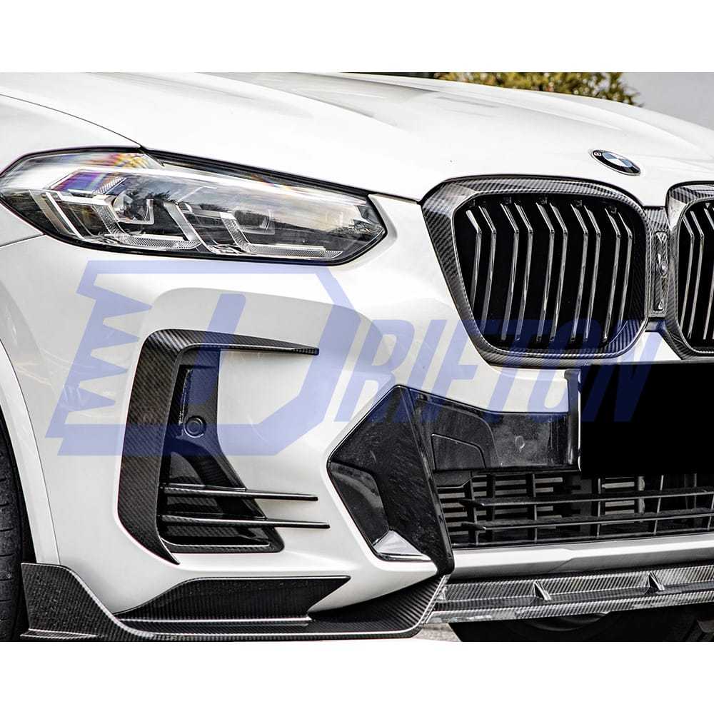 SQ Style Dry Carbon Fiber Front Bumper Side Vents For BMW X3 G01 G08 X4 G02 LCI 2022-2024